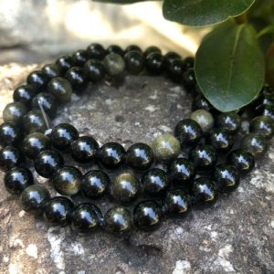 natural golden obsidian gemstone round beads 6mm