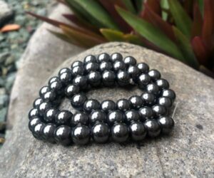 magnetic hematite 8mm round gemstone beads