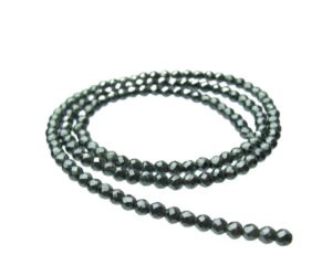 hematite faceted 3mm round gemstone beads