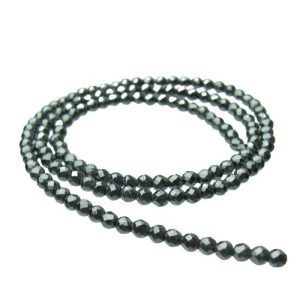 hematite faceted 3mm round gemstone beads