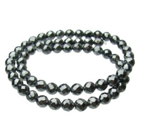 hematite 6mm faceted round beads