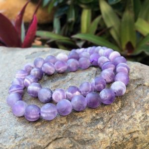 matteamethyst8mmroundbeads4 matte banded amethyst gemstone round beads 8mm