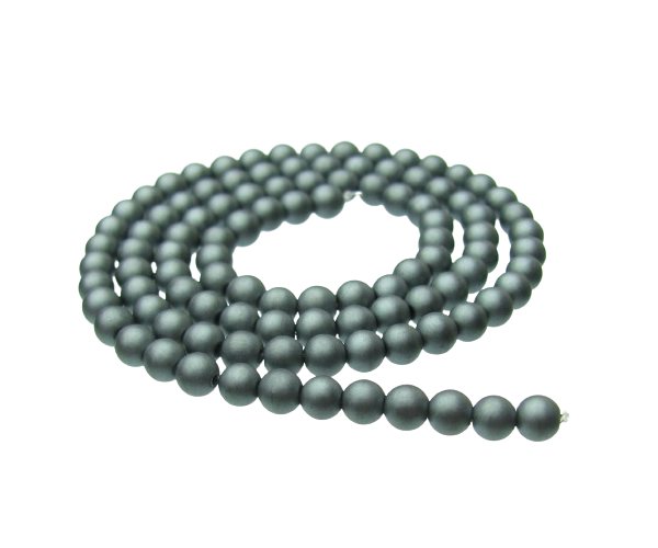 matte hematite 4mm round gemstone beads