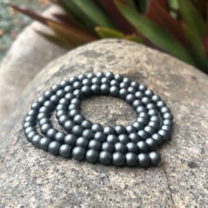 matte hematite 4mm round gemstone beads