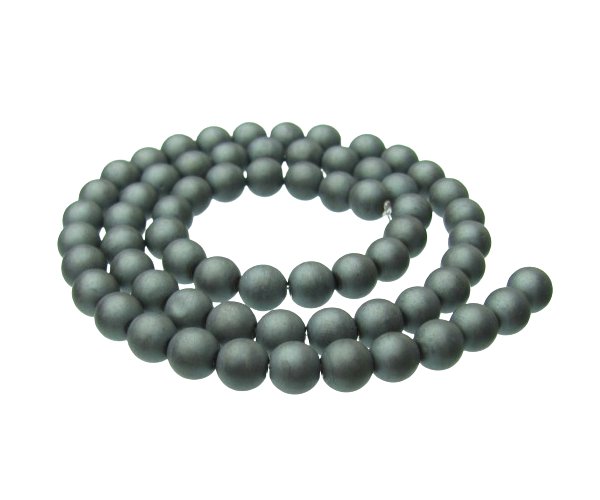 matte hematite 6mm round gemstone beads