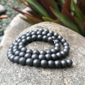 matte hematite 6mm round gemstone beads