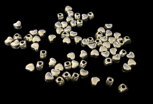 silver small heart beads