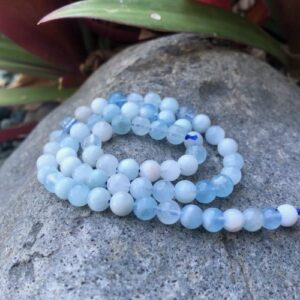 aquamarine gemstone round beads 6mm natural crystals