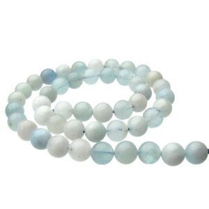 aquamarine gemstone round beads genuine 8mm