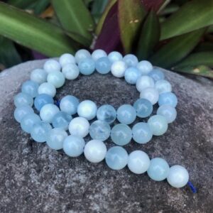 aquamarine gemstone round beads genuine 8mm