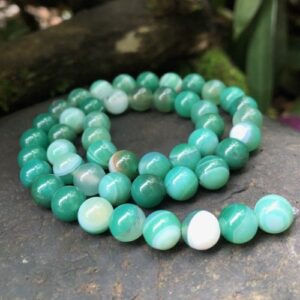 green banded agate gemstone beads 10mm