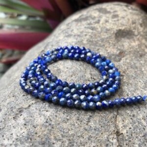 lapis lazuli tiny faceted gemstone beads 3mm