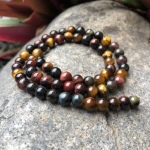 mixed tiger eye 6mm round gemstone beads