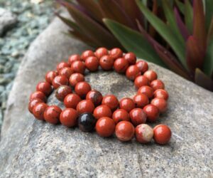 red poppy jasper gemstone round beads 8mm