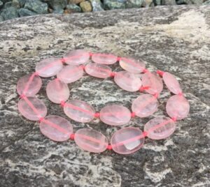 rose quartz oval crystal beads