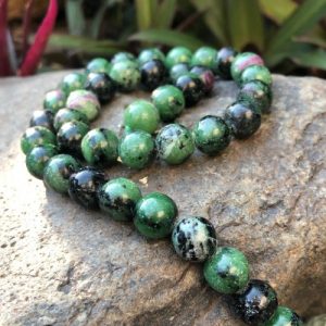 rubyzoisite10mmroundgemstonebeads ruby zoisite 10mm round gemstone beads