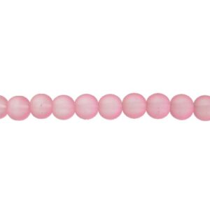 frosted pink glass beads 8mm round