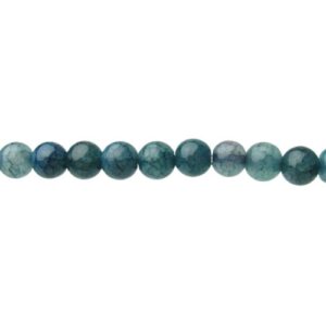 mottled blue crackle glass round beads 8mm