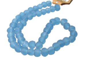 recycled beach glass beads blue