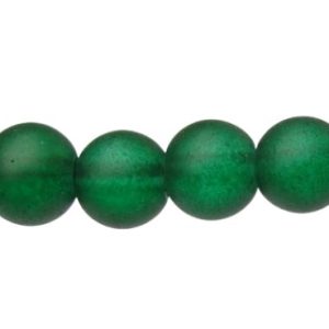 emerald green frosted glass round beads 6mm