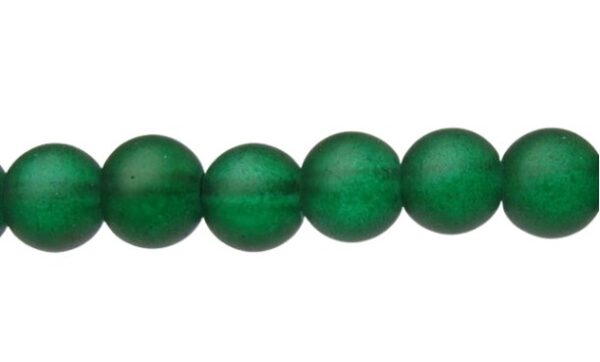 emerald green frosted glass round beads 6mm