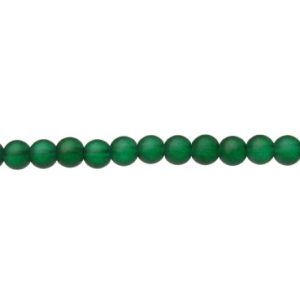 emerald green frosted glass round beads 6mm