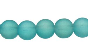 frosted glass round beads aqua blue 8mm