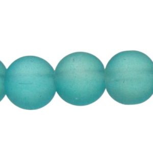 frosted glass round beads aqua blue 8mm