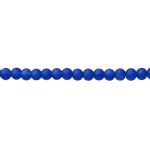frosted blue glass round beads 4mm