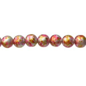 orange and pink foil glass round beads