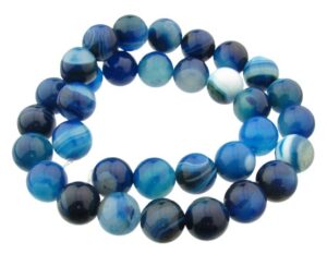 banded blue agate gemstone round beads 12mm
