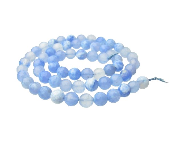 light blue faceted agate gemstone beads 6mm