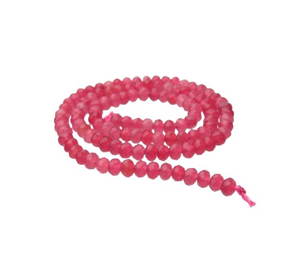 fuchsia jade faceted rondelle beads