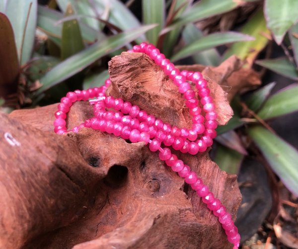 fuchsia jade faceted rondelle beads