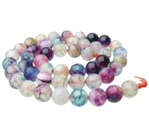 purple and green agate gemstone beads round 8mm