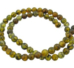 yellow agate dragon vein gemstone round beads