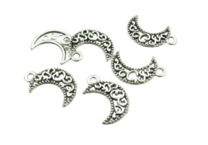 small filigree moon charms silver