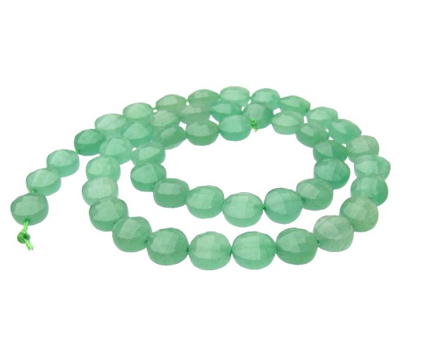 green aventurine faceted coin beads