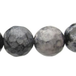 faceted black dragon vein agate gemstone beads 10mm