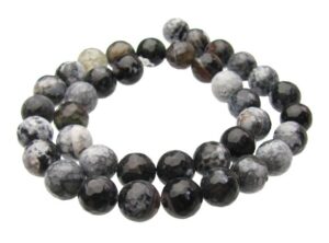 faceted black dragon vein agate gemstone beads 10mm