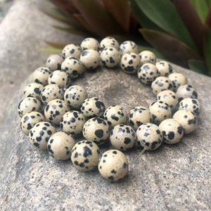 dalmatian jasper 10mm round gemstone beads natural