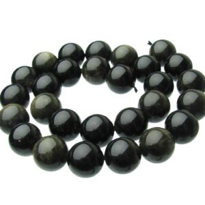 golden obsidian 14mm round gemstone beads