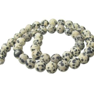 matte dalmatian jasper gemstone round beads 8mm