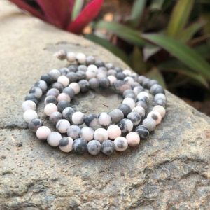 matte pink zebra jasper 4mm beads