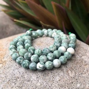 matte tree agate 6mm round gemstone beads