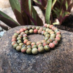 matte unakite 6mm round gemstone beads