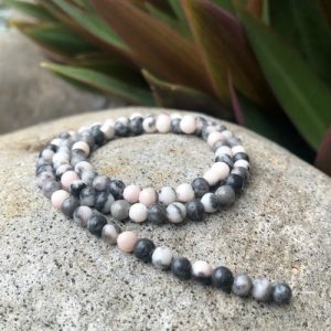 pink zebra jasper 4mm round gemstone beads