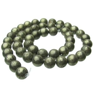 pyrite gemstone round beads 8mm natural crystals