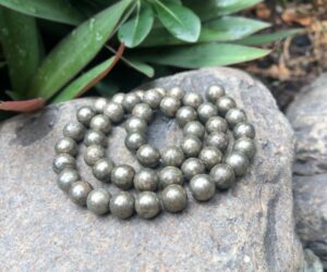pyrite gemstone round beads 8mm natural crystals