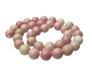 pink rhodonite gemstone round beads 10mm strand